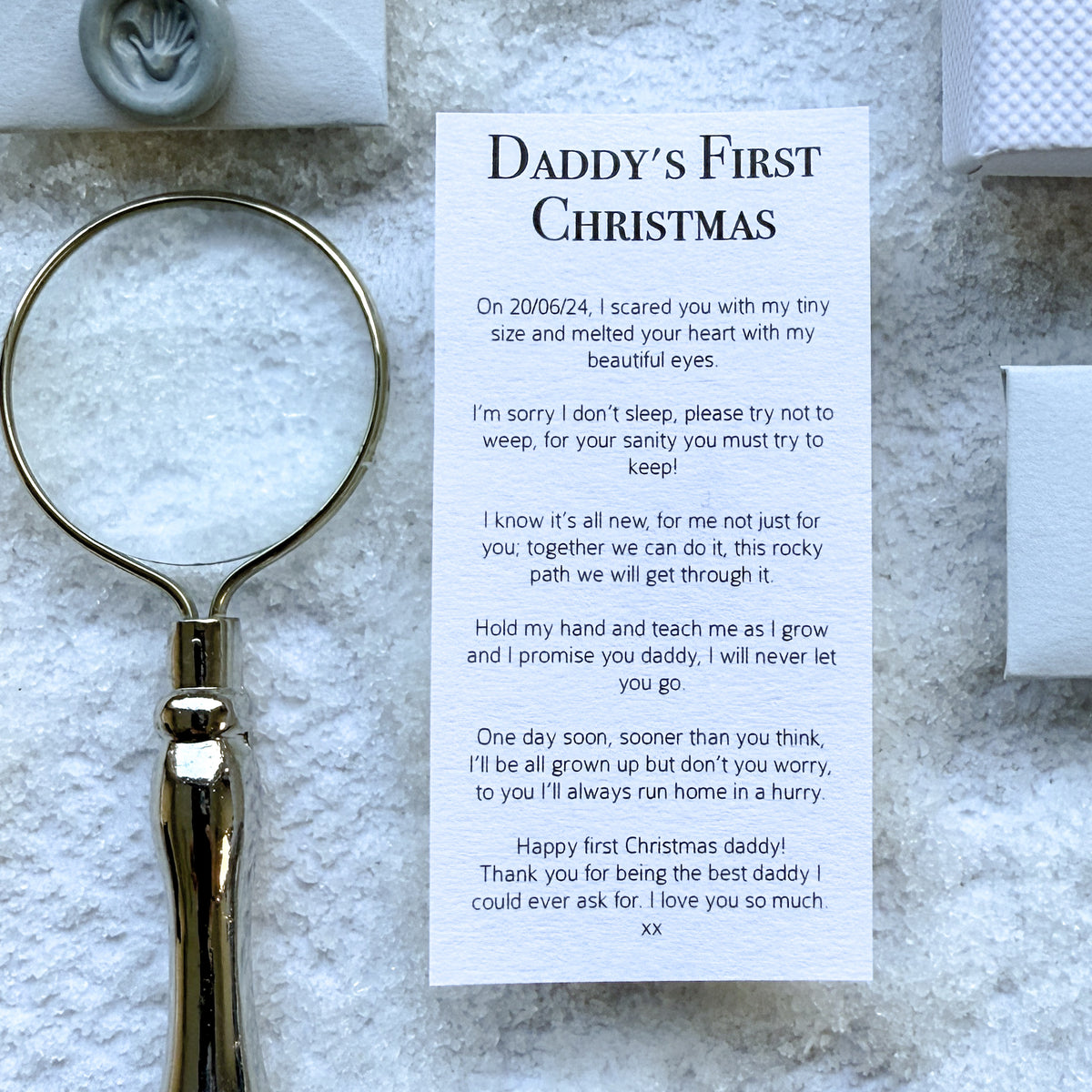 Daddy's First Christmas -Personalised Miniature Letter with Baby's Birth Date – Sentimental Poem Gift