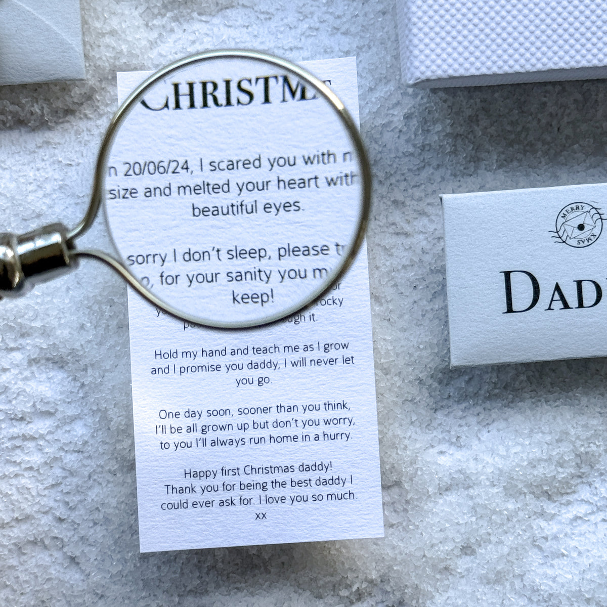 Daddy's First Christmas -Personalised Miniature Letter with Baby's Birth Date – Sentimental Poem Gift