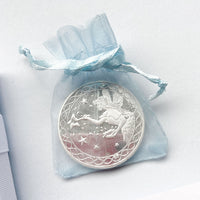 Silver tooth fairy coin showing back design, collectible magical keepsake