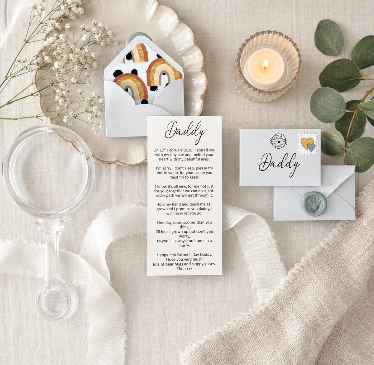 Personalised First Father’s Day Letter for Daddy | Tiny Keepsake Gift from Baby