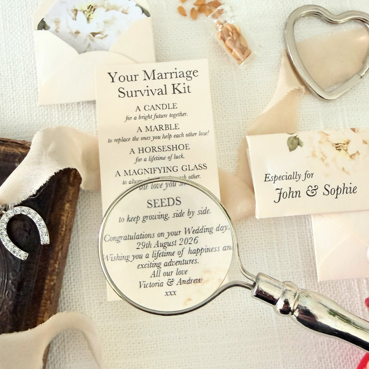 Personalised Wedding Keepsake Gift – Meaningful Marriage Survival Kit for Couples